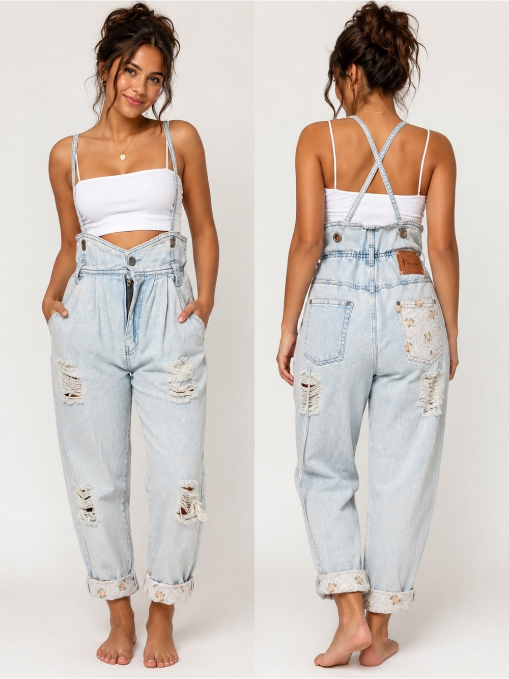 Tacoola Light Wash Denim jeans with Floral Pocket